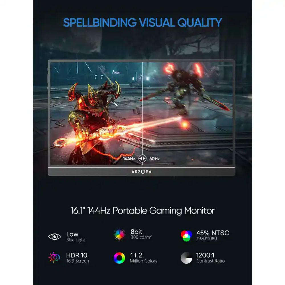 Azorpa 16.1" poratable gaming monitor 144hz