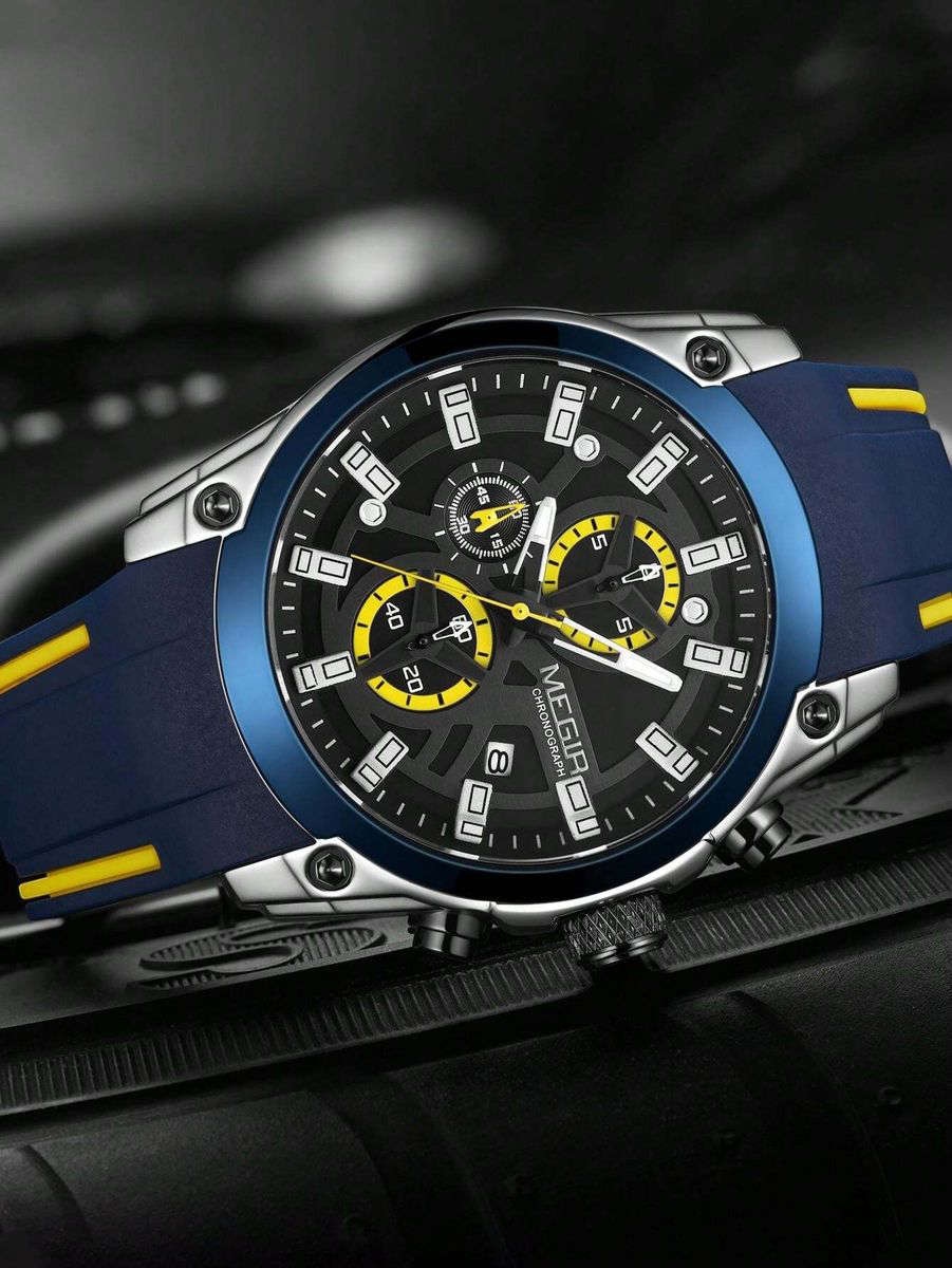 MEGIR - Multi-Functional Sports Watch With Water Resistance - Blue & Yellow