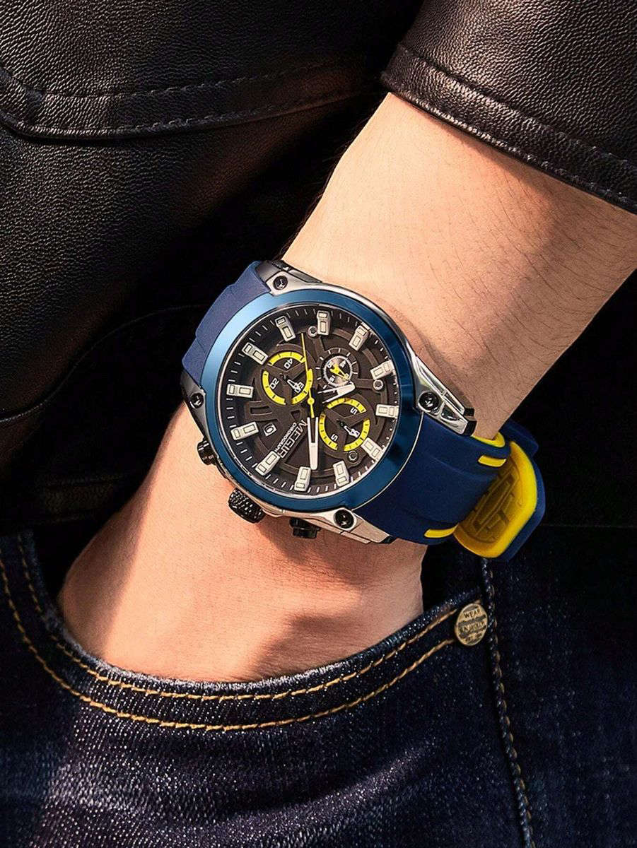 MEGIR - Multi-Functional Sports Watch With Water Resistance - Blue & Yellow
