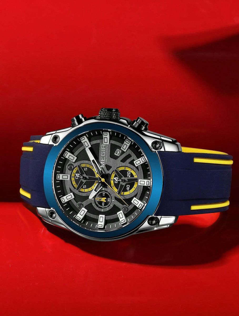 MEGIR - Multi-Functional Sports Watch With Water Resistance - Blue & Yellow