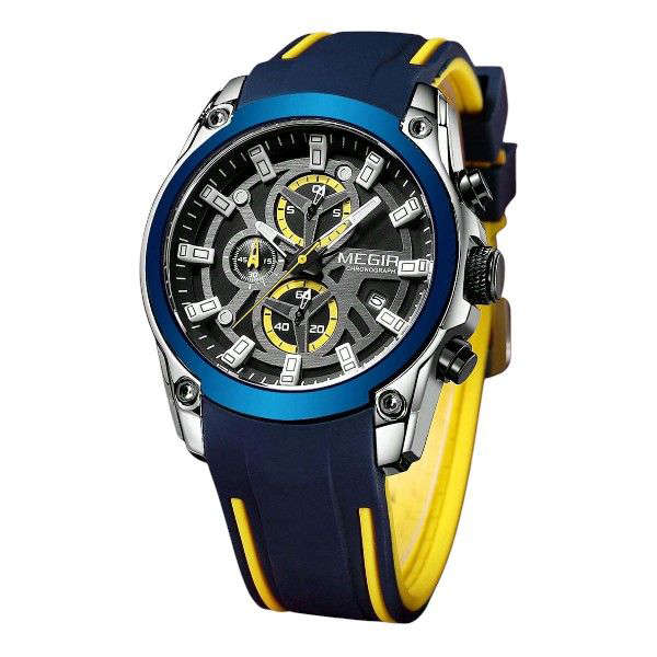 MEGIR - Multi-Functional Sports Watch With Water Resistance - Blue & Yellow