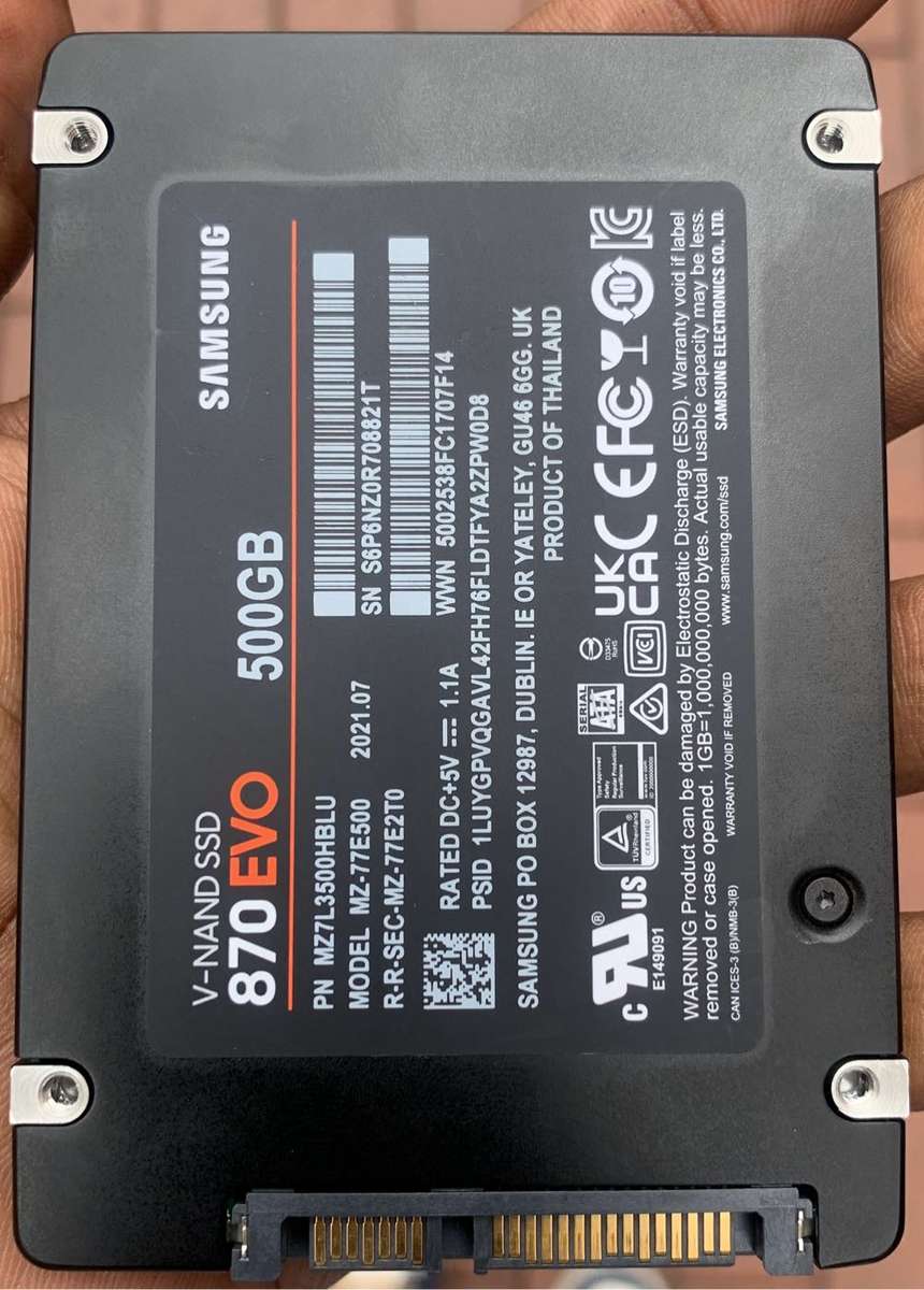 Samsung 870 Evo 500GB SSD 2.5" SATA III SSD
