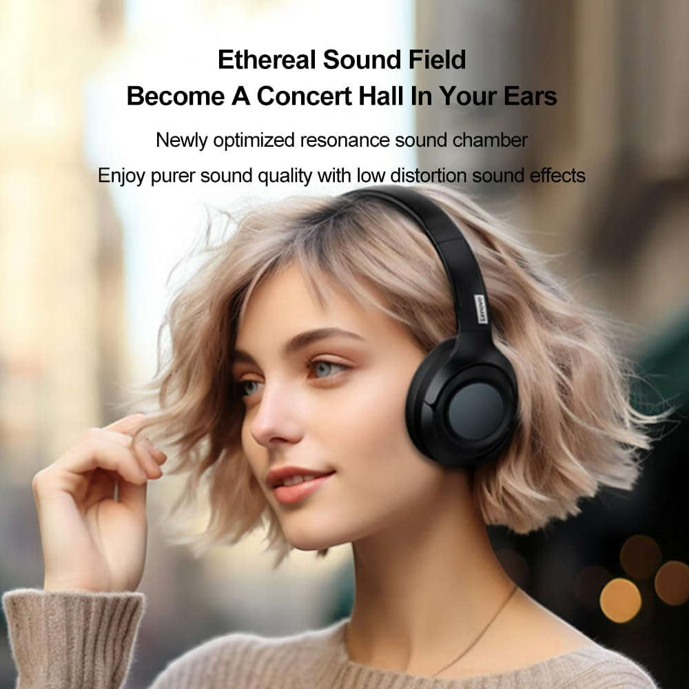 LENOVO - TH54 - Wireless Over-Ear Headphones With Immersive Sound Effect - White