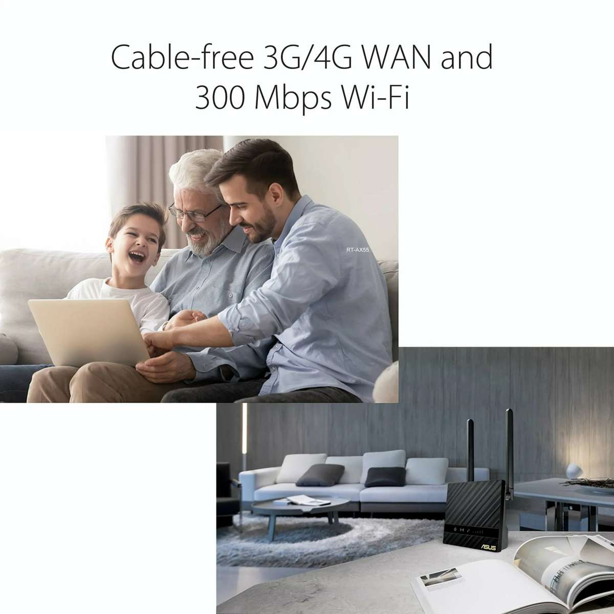 ASUS - Wi-Fi Seamless 4G LTE Modem Router - Black