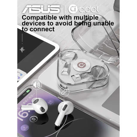 Asus - AS-938 - Noise Cancelling Wireless Earbuds With Microphone - White