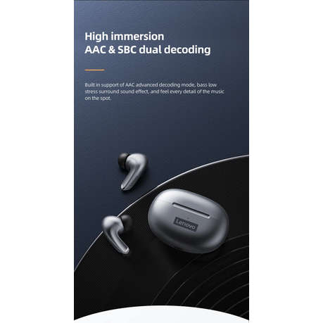 Lenovo Thinkplus - LP5 - TWS Waterproof Earbuds With Mic - Silver