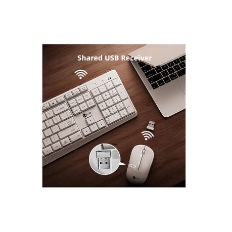 LENOVO LECOO - KW211 - Wireless Quiet Ergonomic Keyboard & Mouse - White