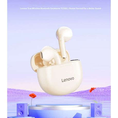 LENOVO - TC3303 - IPX4 Bluetooth Earbuds With Noise-Canceling Mic - White