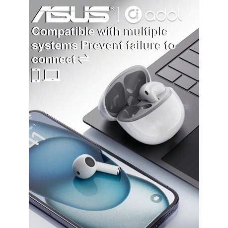 Asus - AS-UI - Semi-In-Ear Wireless Earbuds With Microphone -White Grey