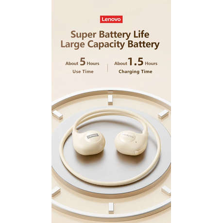 Lenovo Thinplus - XT95 - Wireless Bluetooth Bone Conduction Headset- White