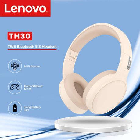 Lenovo TH30 Advanced Noise-Cancelling Dual power Gaming Headphones - White