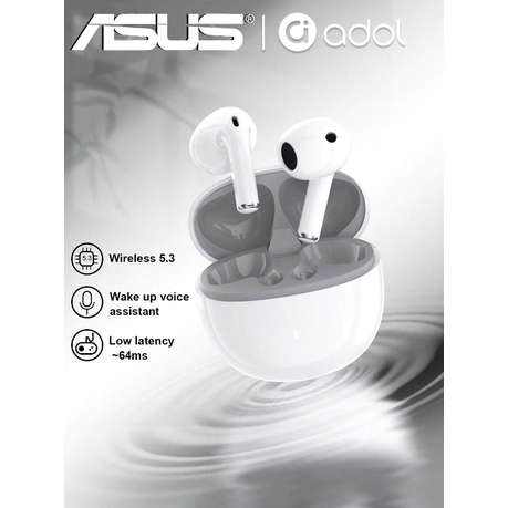 Asus - AS-UI - Semi-In-Ear Wireless Earbuds With Microphone -White Grey