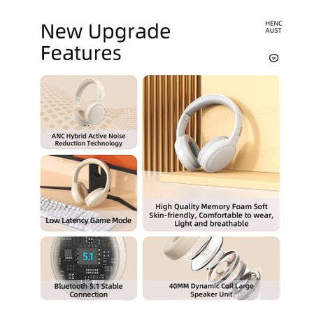 Lenovo TH30 Advanced Noise-Cancelling Dual power Gaming Headphones - White