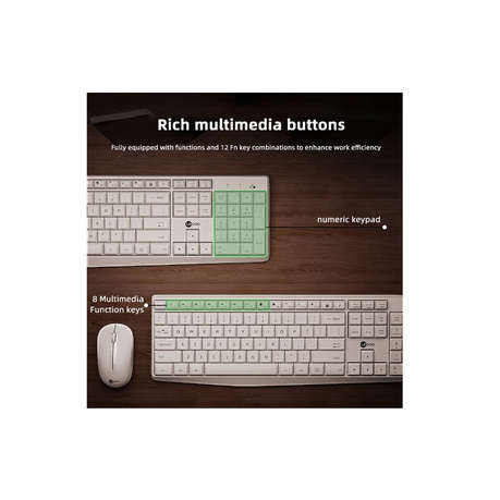 LENOVO LECOO - KW211 - Wireless Quiet Ergonomic Keyboard & Mouse - White