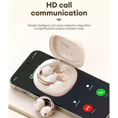 LENOVO - LP38 - Sweatproof Noise-Cancelling Earbuds With Deep Bass - White