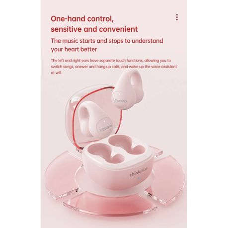 Lenovo ThinkPlus - LP13 - Wireless Ear Clip Design Earbuds With Mic - Pink