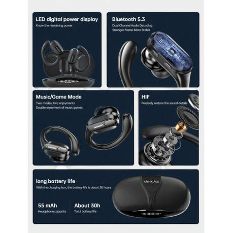 LENOVO THINKPLUS -XT80- Dual Connection Earphones With Function Keys- Black