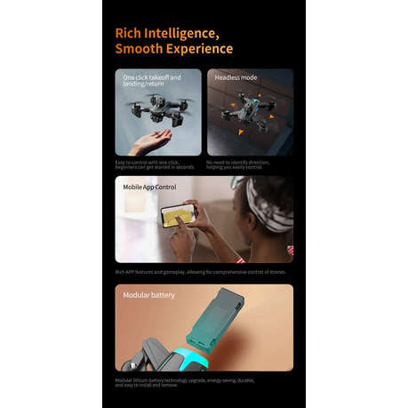 KY605S - Triple Adjustable Camera Drone With One Key Return Function - Blue