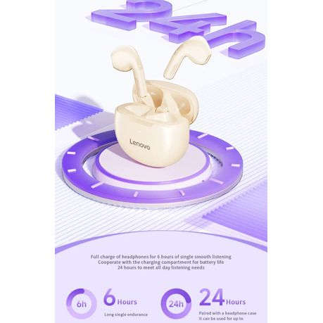 LENOVO - TC3303 - IPX4 Bluetooth Earbuds With Noise-Canceling Mic - White