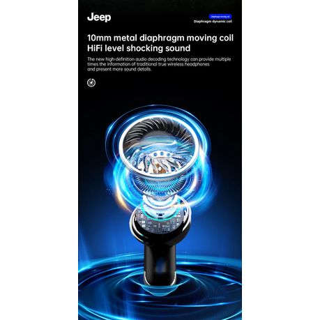 JEEP - EW118 - Smart Touch Wireless Earbuds With Built-In Flashlight -Black