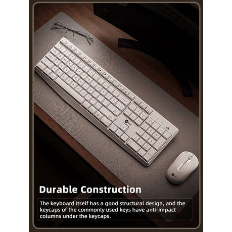 LENOVO LECOO - KW211 - Wireless Quiet Ergonomic Keyboard & Mouse - White