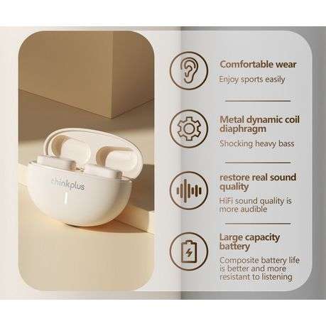 LENOVO - LP19 - TWS Wireless In-Ear Bluetooth Earphones - Champagne