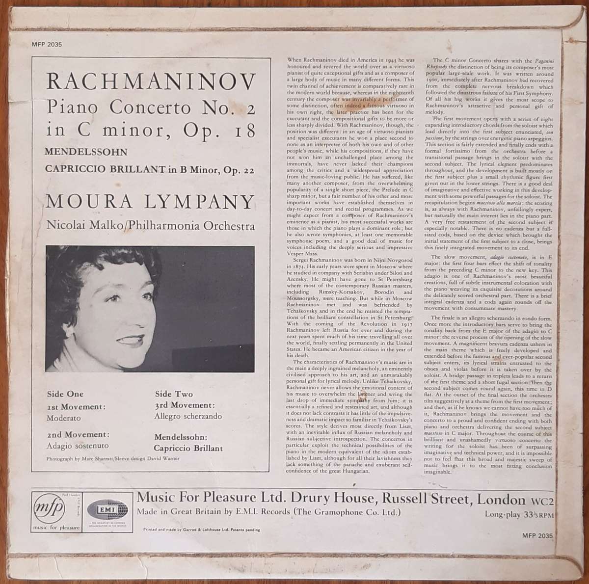 Rachmaninoff - Piano Concerto No.2 - Vintage Vinyl LP Record