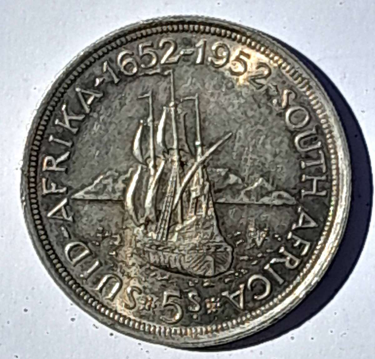 Union of SA Silver 1952 5 Shillings George VI Commemorative