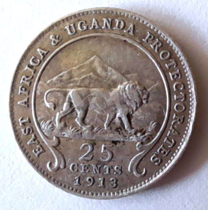 East Africa & Uganda Protectorates 1913 25 cents George V