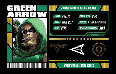 GREEN ARROW JUSTICE LEAGUE MEMBERSHIP CARD ( BUNDLE OF 5 )