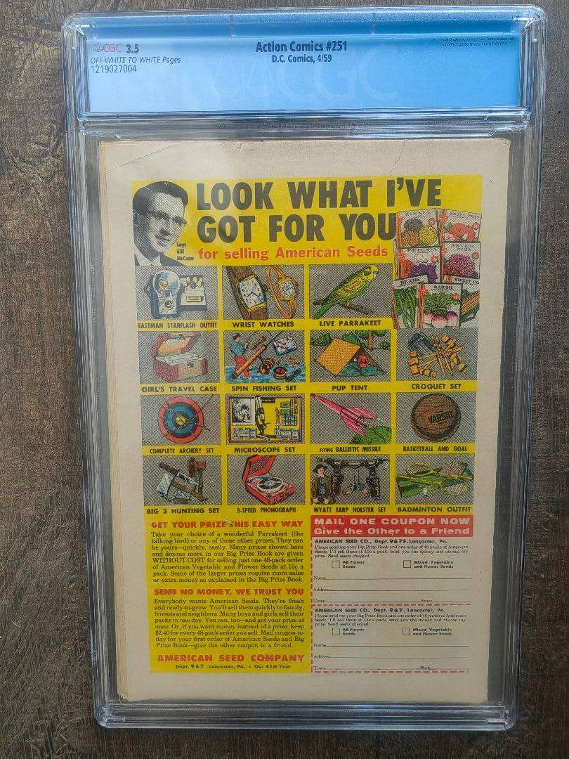 ACTION COMICS #251 CGC 3.5 ( 1959 / 1ST SUPERGIRL AD PREVIEW )