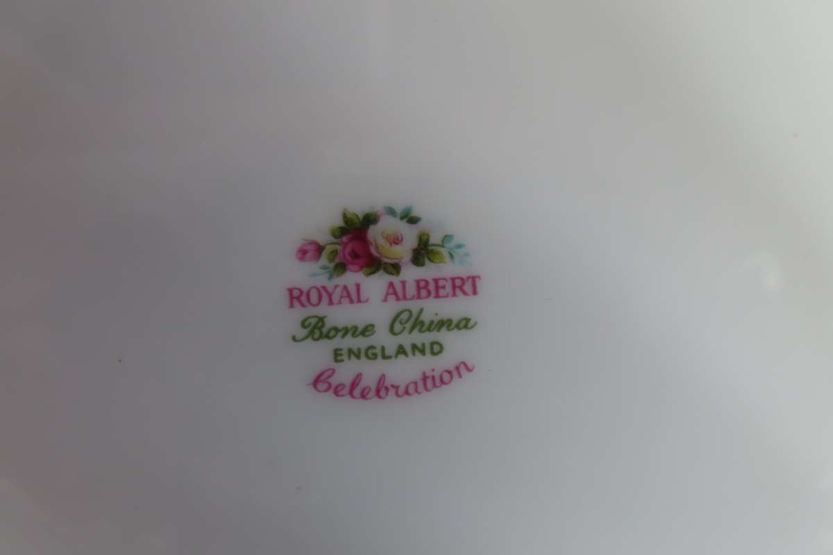 Royal Albert Celebration Large Cake Plate, Tea Milk Jug & Tea Sugar Bowl.