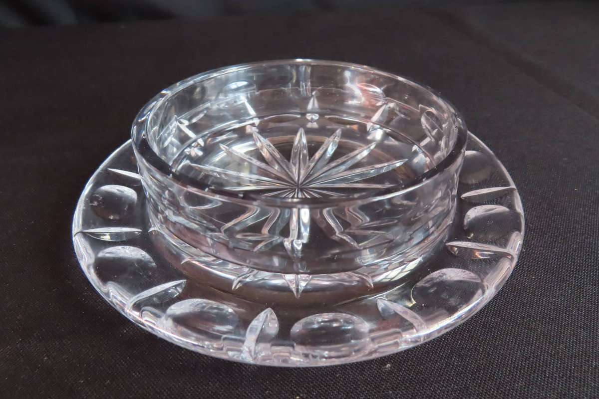 Rose Cut Crystal Dome Butter Dish.