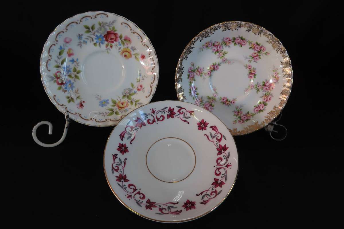 Royal Albert Saucers: 1 x Jubilee Rose, 1 x Unnamed, 1 x Dimity Rose.