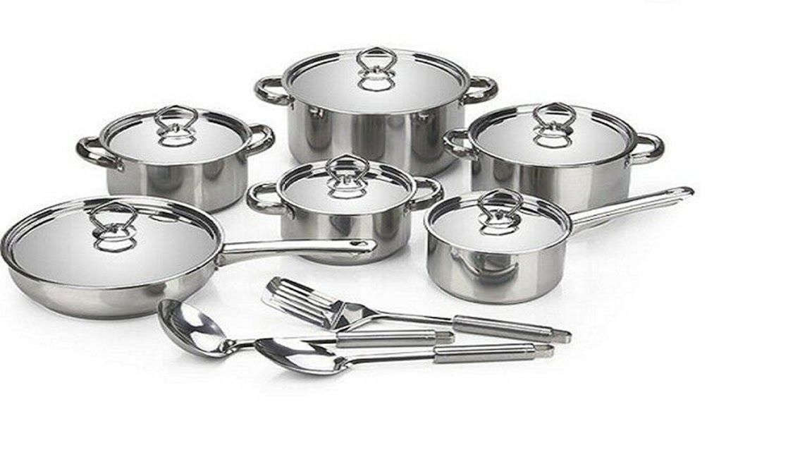 15 Piece Heavy Bottom Stainless Steel Cookware Set
