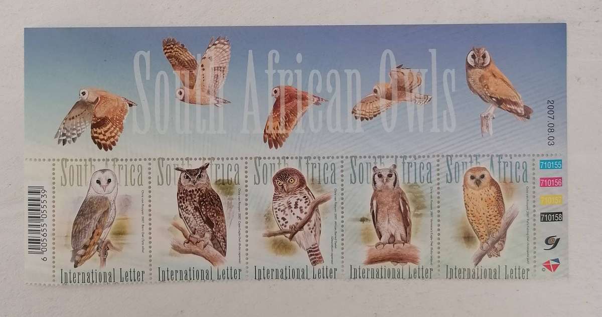 RSA 2007 Setenant Strip of 5 SA Owls