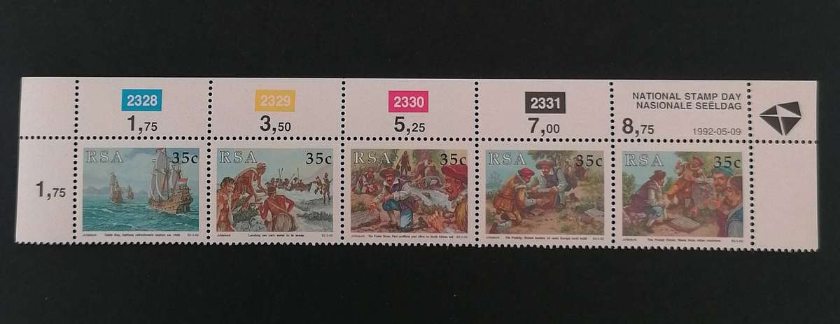 RSA Setenant Strip of 5 1992 National Stamp day  Mint