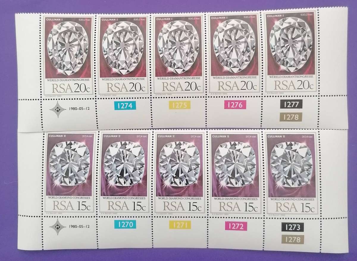 RSA 1980 World Diamond Congress Control Strips of 5