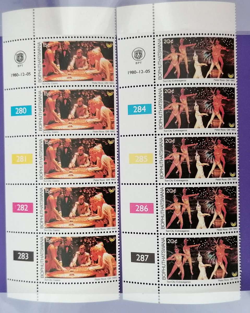 Bophuthatswana 1980 Tourism Control Strips of 5