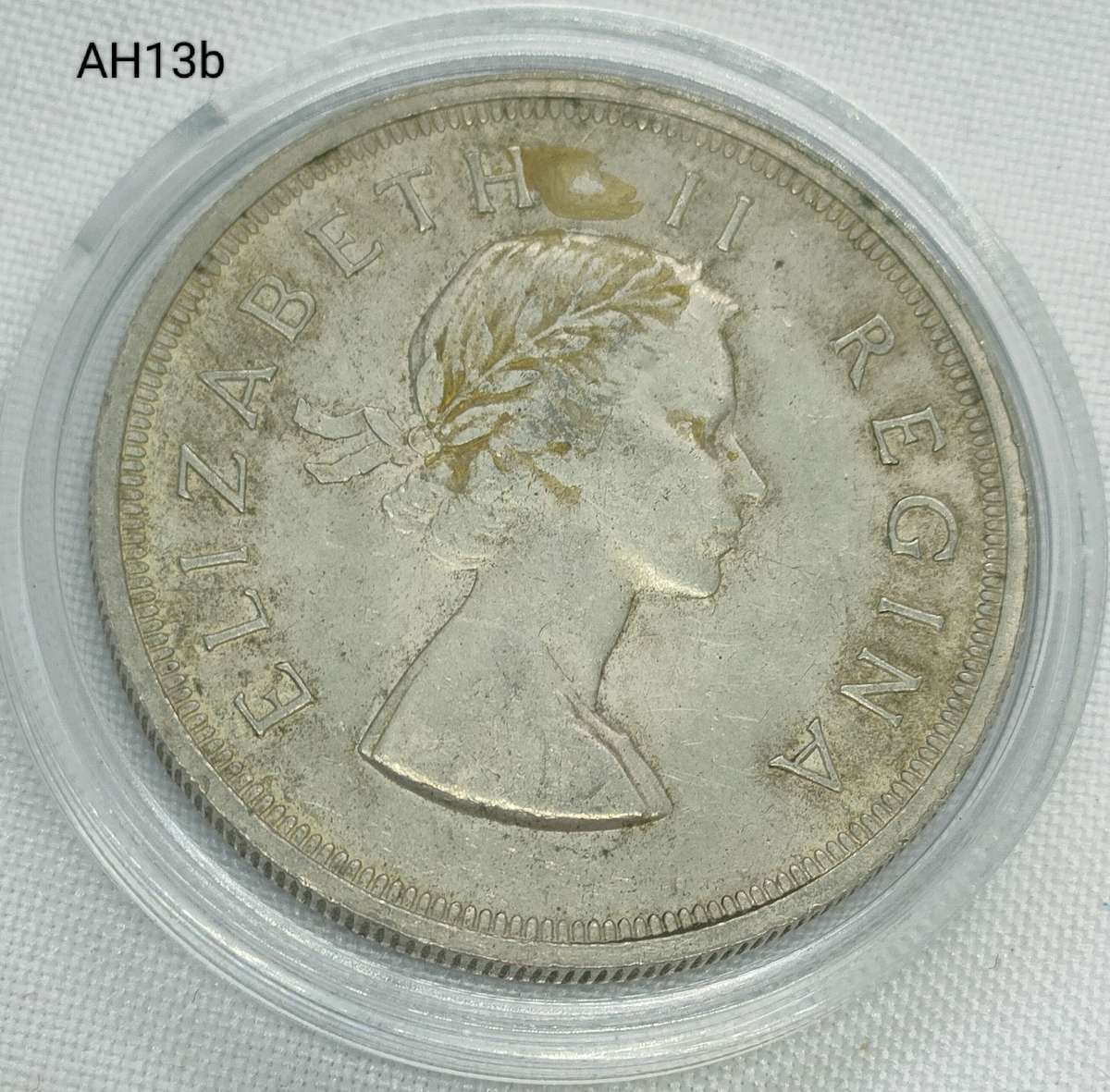 1956 Union of SA crown - 5 shillings - .500 silver - in capsule