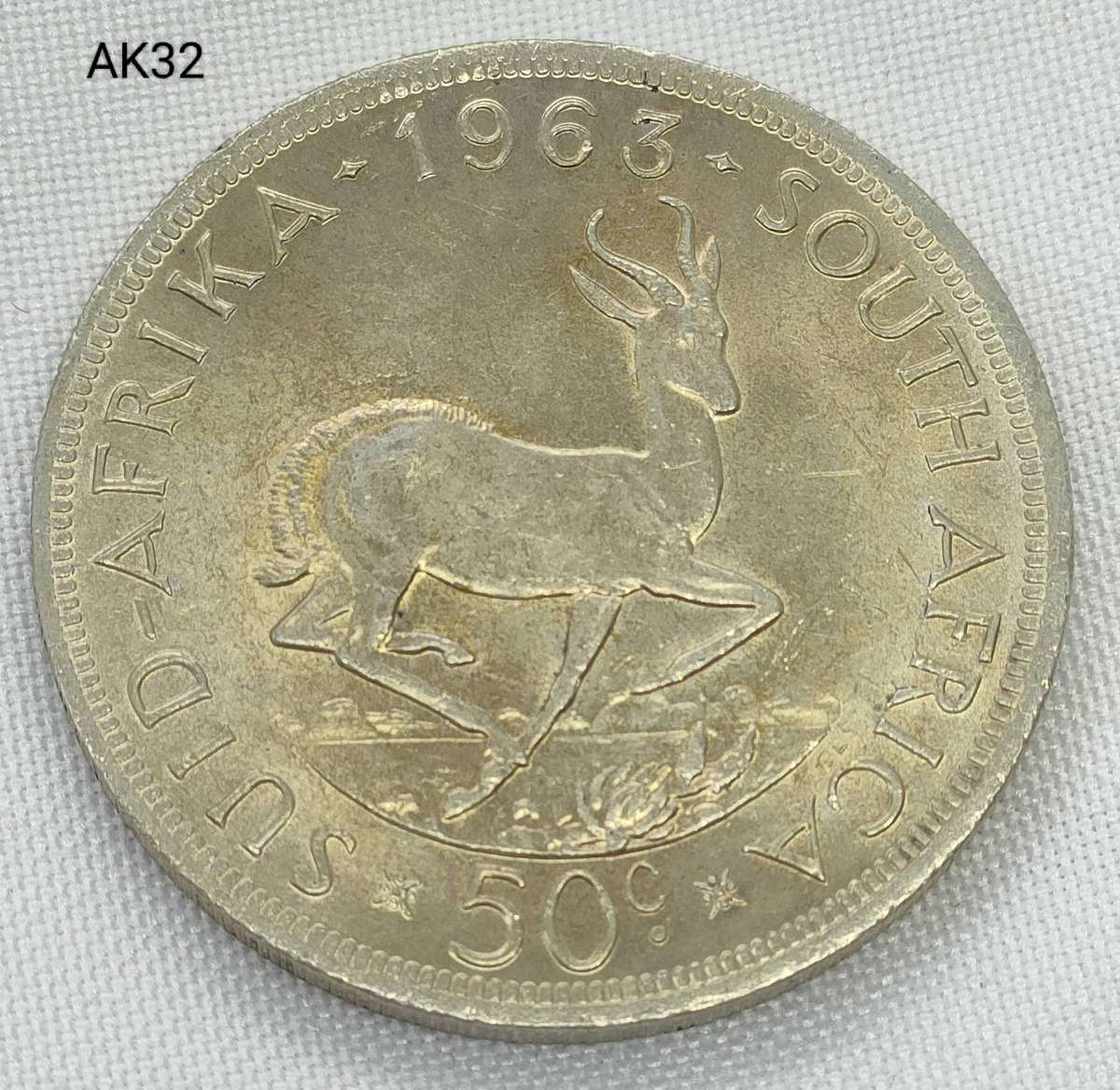 1963 Crown - 50 cent- Republic of South Africa- .500 silver- in capsule -Proof-lovely lustre.