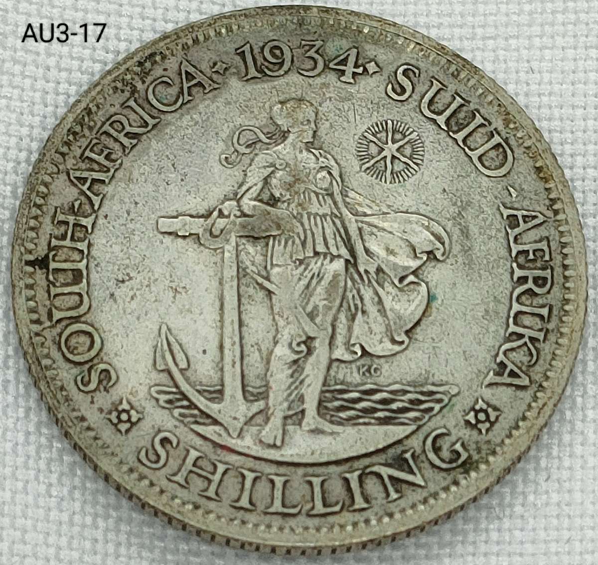 1934 Union of SA 1 shilling- .800 silver coin