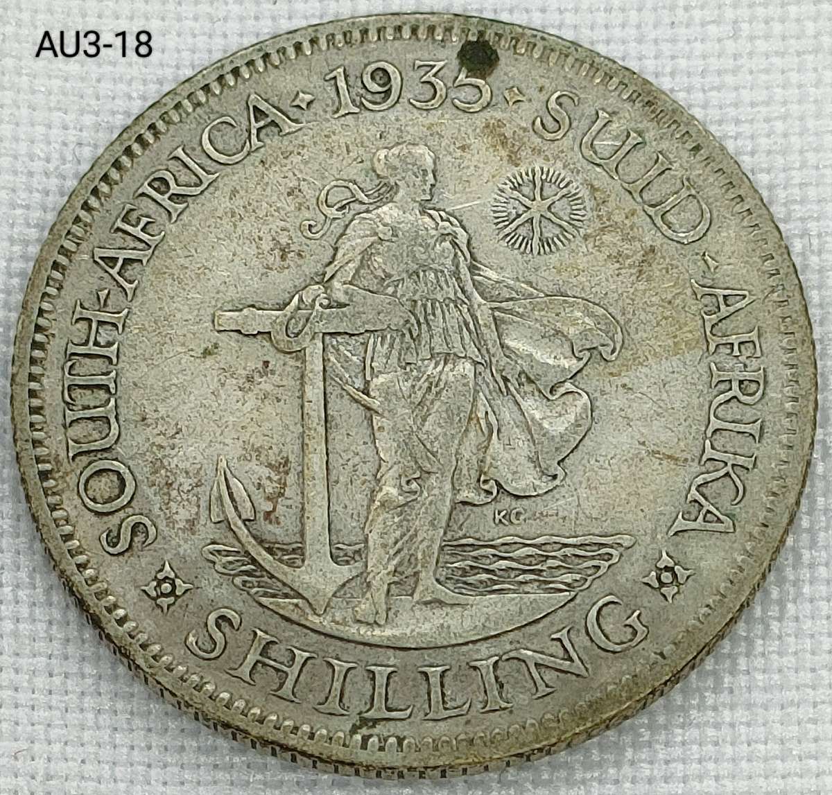 1935 Union of SA 1 shilling- .800 silver coin