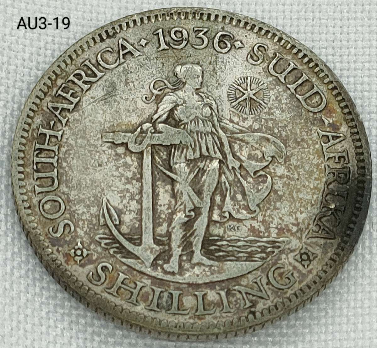 1936 Union of SA 1 shilling- .800 silver coin