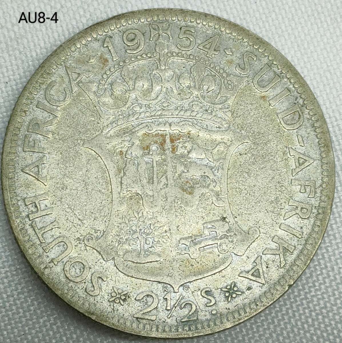 1954 Union of SA two and a half shillings - half-crown - .500 silver coin