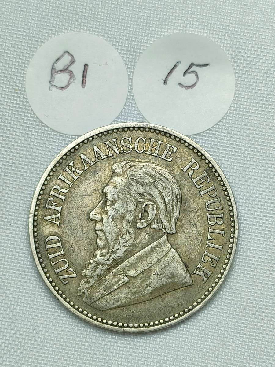 ZAR 2 1/2 Shillings/ Half Crown: 1896: Scarce Sterling Silver (.925) coin:
