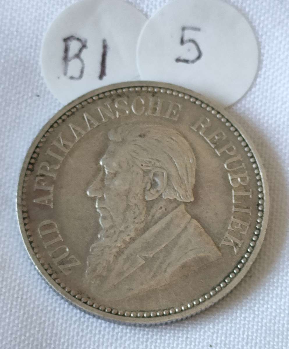 ZAR 2 1/2 Shillings/ Half Crown: 1896: Scarce Sterling Silver (.925) coin:
