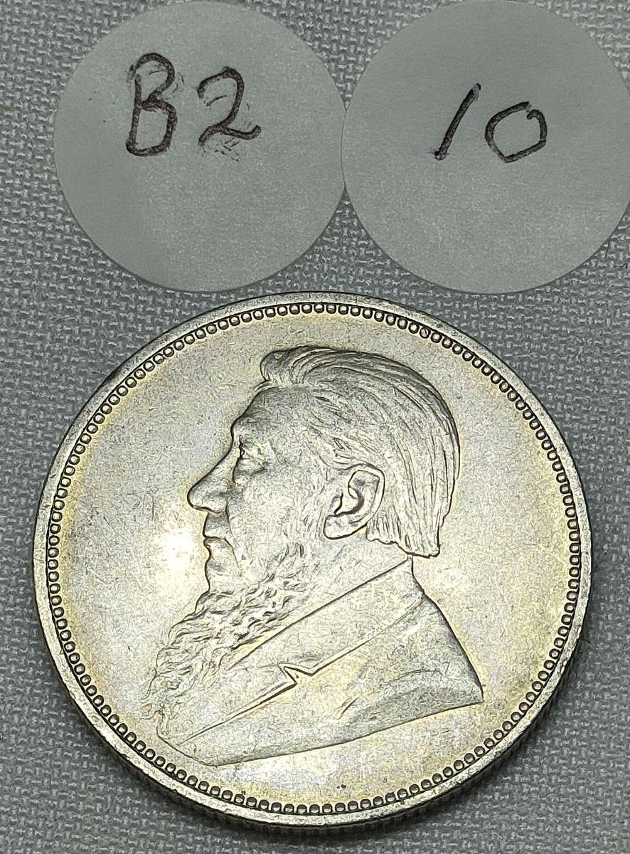ZAR 2 Shillings: 1896: Scarce Sterling Silver (.925) coin: