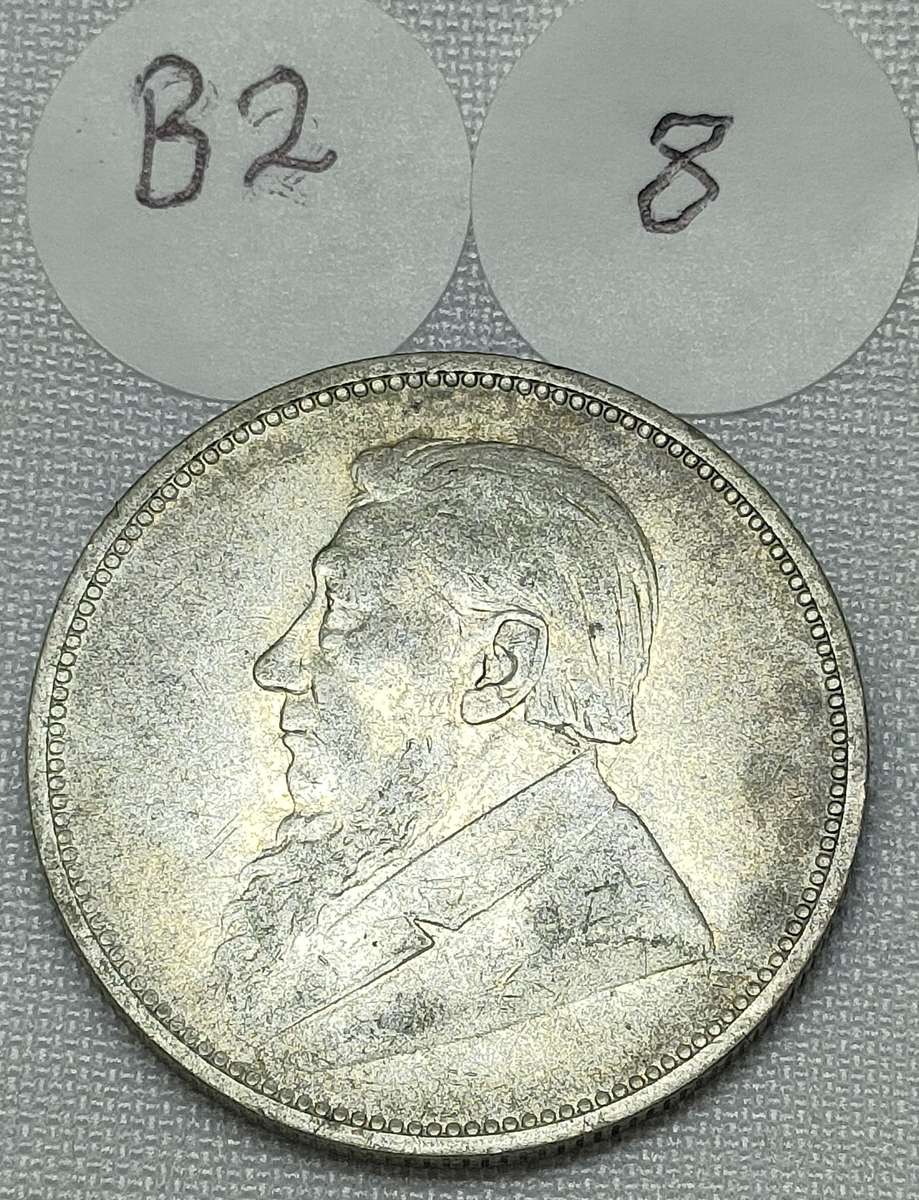 ZAR 2 Shillings: 1896: Scarce Sterling Silver (.925) coin:
