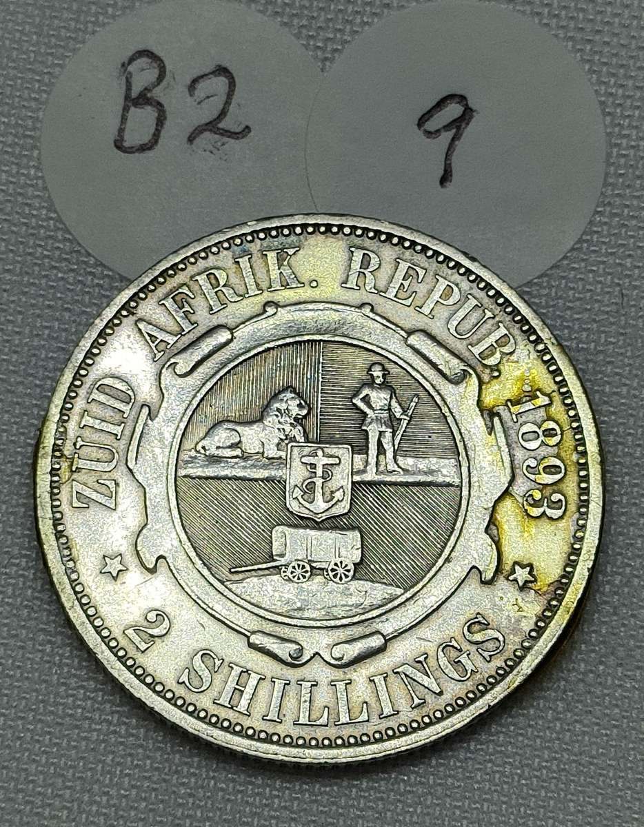 ZAR 2 Shillings: 1893: Scarce Sterling Silver (.925) coin: